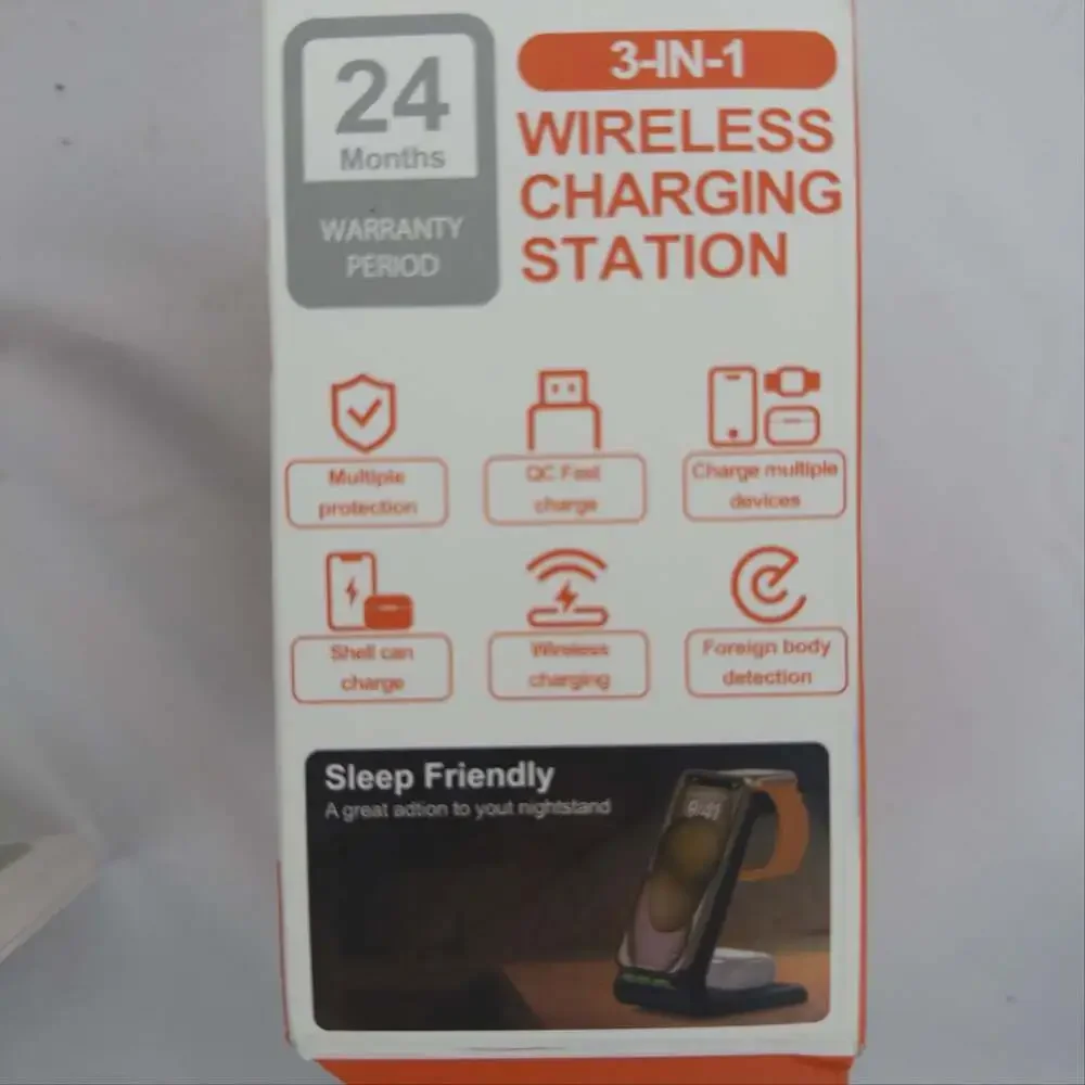 Generic 3-in-1 Wireless Charging Station for Smartphone, Earbuds, and Smartwatch